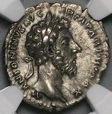 166 NGC XF Marcus Aurelius Denarius Roman Empire Pax Peace (24091701C)