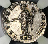 166 NGC XF Marcus Aurelius Denarius Roman Empire Pax Parthian Peace (26021201C)