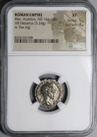166 NGC XF Marcus Aurelius Denarius Roman Empire Pax Peace (24091701C)