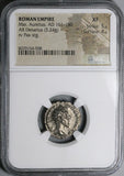 166 NGC XF Marcus Aurelius Denarius Roman Empire Pax Peace (24091701C)