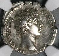 139 NGC Ch VF Roman Empire Marcus Aurelius Caesar Denarius Pietas (25011502C)