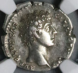 139 NGC Ch VF Roman Empire Marcus Aurelius Caesar Denarius Pietas (25011502C)