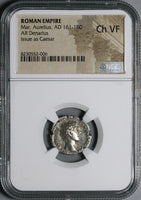 139 NGC Ch VF Roman Empire Marcus Aurelius Caesar Denarius Pietas (25011502C)