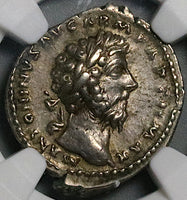 166 NGC XF Marcus Aurelius Denarius Roman Empire Providentia Globe (24081705C)