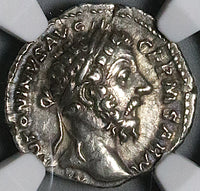 175 NGC Ch XF Marcus Aurelius Denarius Roman Empire Roma Victory (25071102C)