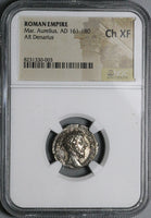 175 NGC Ch XF Marcus Aurelius Denarius Roman Empire Roma Victory (25071102C)