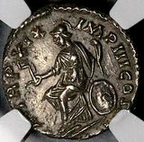 165 NGC XF Marcus Aurelius Denarius Roman Empire Roma Shield Spear (26091602C)