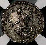 165 NGC XF Marcus Aurelius Denarius Roman Empire Roma Shield Spear (26091602C)