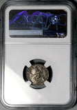 165 NGC XF Marcus Aurelius Denarius Roman Empire Roma Shield Spear (26091602C)
