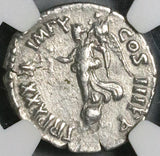 179 NGC Ch VF Marcus Aurelius Augustus Roman Empire Denarius Victory Cuirassed Bust (26042305C)