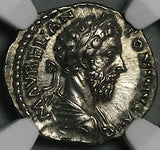 179 NGC Ch XF Marcus Aurelius Roman Empire Denarius Victory Rare Portrait (25060803C)