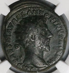 161 NGC Ch F Marcus Aurelius Dupondius Concordia Roman Empire Historic (24082701D)