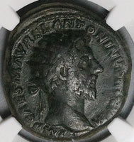 161 NGC Ch F Marcus Aurelius Dupondius Concordia Roman Empire Historic (24082701D)