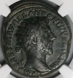 161 NGC Ch F Marcus Aurelius Dupondius Concordia Roman Empire Historic (24082701D)