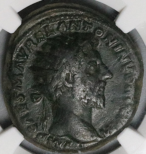 161 NGC Ch F Marcus Aurelius Dupondius Concordia Roman Empire Historic (24082701D)