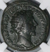 161 NGC Ch F Marcus Aurelius Dupondius Concordia Roman Empire Historic (24082701D)