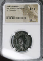 161 NGC Ch F Marcus Aurelius Dupondius Concordia Roman Empire Historic (24082701D)