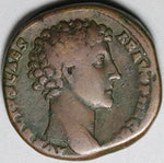 145 Marcus Aurelius Caesar Sestertius Roman Empire Fine Hilaritus Joy (24121801R)