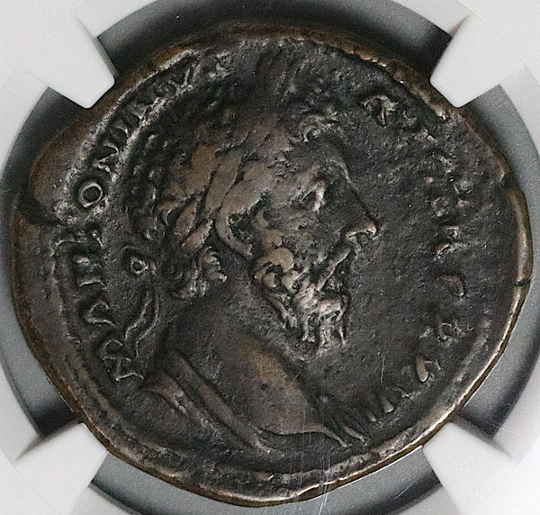 171 NGC Ch F Marcus Aurelius Sestertius Roman Empire Roma Medusa Shield Victory (25012803C)