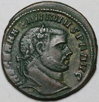 294 Maximian Follis Nummus Roman Empire Genius VF Alexandria ALE Mint Popvli Romani (25020702R)