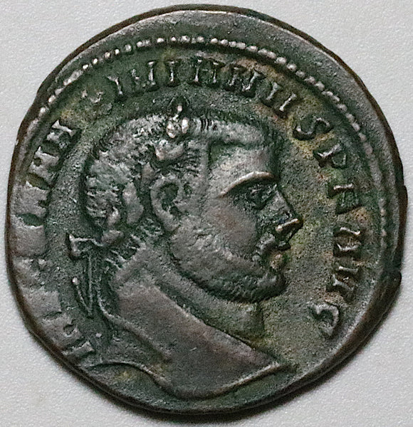 294 Maximian Follis Nummus Roman Empire Genius VF Alexandria ALE Mint Popvli Romani (25020702R)