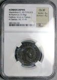 308 NGC Ch XF Maximinus II Daza Follis Nummus Roman Empire Mars Cyzicus Mint 4/5 4/5 (26040402C)