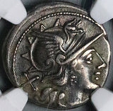149 BC NGC VF Pinarius Natta Denarius Roman Republic Roma Victory Biga (24062302C)
