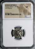 149 BC NGC VF Pinarius Natta Denarius Roman Republic Roma Victory Biga (24062302C)