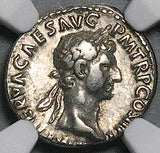 97 NGC VF Nerva Roman Empire Denarius Fortuna Luck Mutiny Crisis (26100101D)