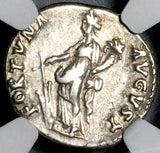 97 NGC VF Nerva Roman Empire Denarius Fortuna Luck Mutiny Crisis (26100101D)