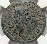 97 NGC VF Nerva Roman Empire AE Sestertius Rare Libertas Liberty Trajan Father (26041803C)