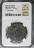 97 NGC VF Nerva Roman Empire AE Sestertius Rare Libertas Liberty Trajan Father (26041803C)