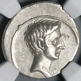 29 BC NGC Ch VF Octavian Roman Imperatorial Denarius Arch Quadriga Actium Victory Commemorative (25121601C)