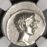 29 BC NGC Ch VF Octavian Roman Imperatorial Denarius Arch Quadriga Actium Victory Commemorative (25121601C)