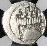 29 BC NGC Ch VF Octavian Roman Imperatorial Denarius Arch Quadriga Actium Victory Commemorative (25121601C)