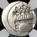 29 BC NGC Ch VF Octavian Roman Imperatorial Denarius Arch Quadriga Actium Victory Commemorative (25121601C)