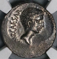 37 BC NGC XF Octavian Roman Imperatorial Denarius Priestly Implements (25051901D)