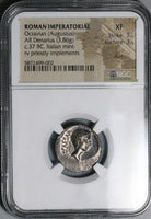 37 BC NGC XF Octavian Roman Imperatorial Denarius Priestly Implements (25051901D)