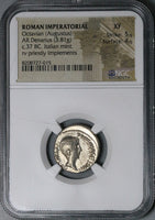 37 BC NGC XF Octavian Roman Imperatorial Denarius Priestly Implements (24082801C)