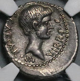 40 BC NGC Ch VF Octavian Roman Imperatorial Denarius Salvidienus Thunderbolt (26071304C)