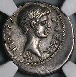 40 BC NGC Ch VF Octavian Roman Imperatorial Denarius Salvidienus Thunderbolt (26071304C)