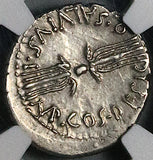 40 BC NGC Ch VF Octavian Roman Imperatorial Denarius Salvidienus Thunderbolt (26071304C)