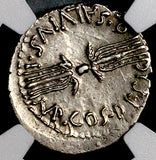 40 BC NGC Ch VF Octavian Roman Imperatorial Denarius Salvidienus Thunderbolt (26071304C)
