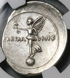 31 BC NGC Ch F Octavian Roman Imperatorial Denarius Victory Globe (25121602C)