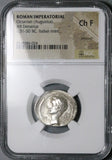 31 BC NGC Ch F Octavian Roman Imperatorial Denarius Victory Globe (25121602C)