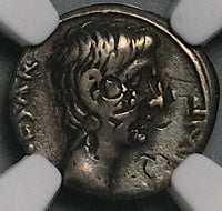 29 BC NGC Ch F Augustus Roman Empire Quinarius Recapture Asia Anthony Cleopatra (24071401D)