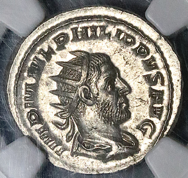 247 NGC Ch AU Philip I Double Denarius Antoninianus Roman Empire Roma Victory 5/5 5/5 (25040601D)