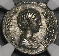 202 NGC Ch VF Plautilla Roman Empire Denarius Concordia Caracalla (23080802C)