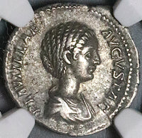 202 NGC Ch VF Plautilla Roman Empire Denarius Concordia Caracalla (23080802C)