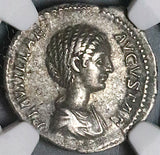 202 NGC Ch VF Plautilla Roman Empire Denarius Concordia Caracalla (23080802C)